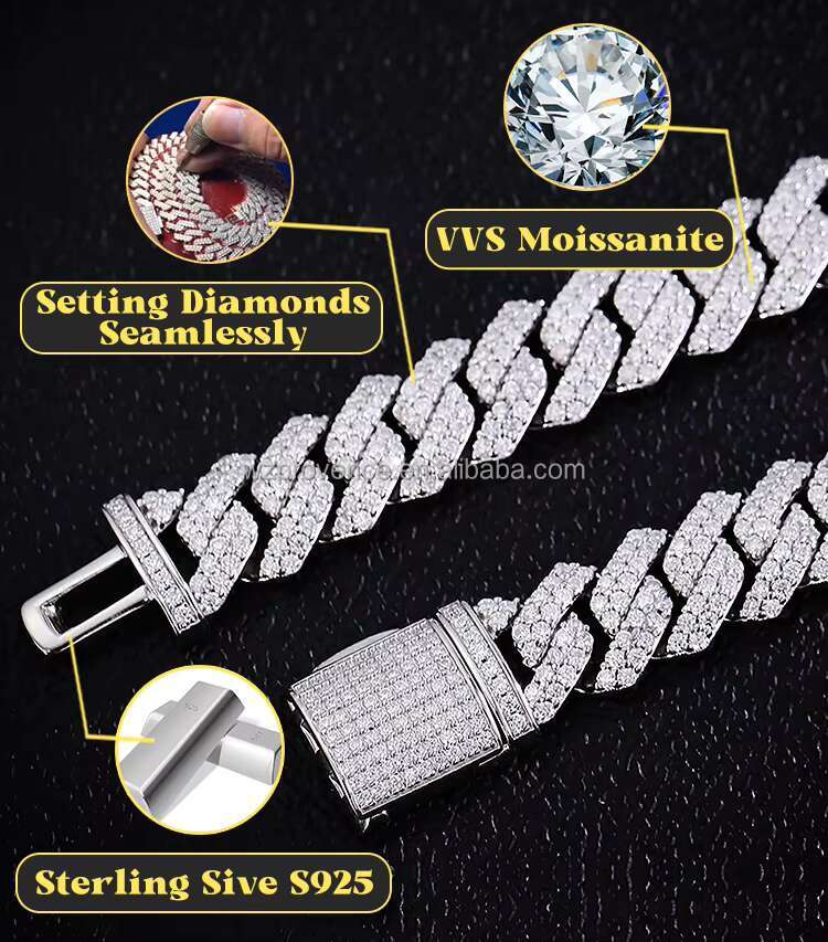 8MM Full Moissanite Cuban Chain Bracelet for Men Women Certified 100% 925 Sterling Silver Hip Hop Cuban Link Male Jewelry Gift