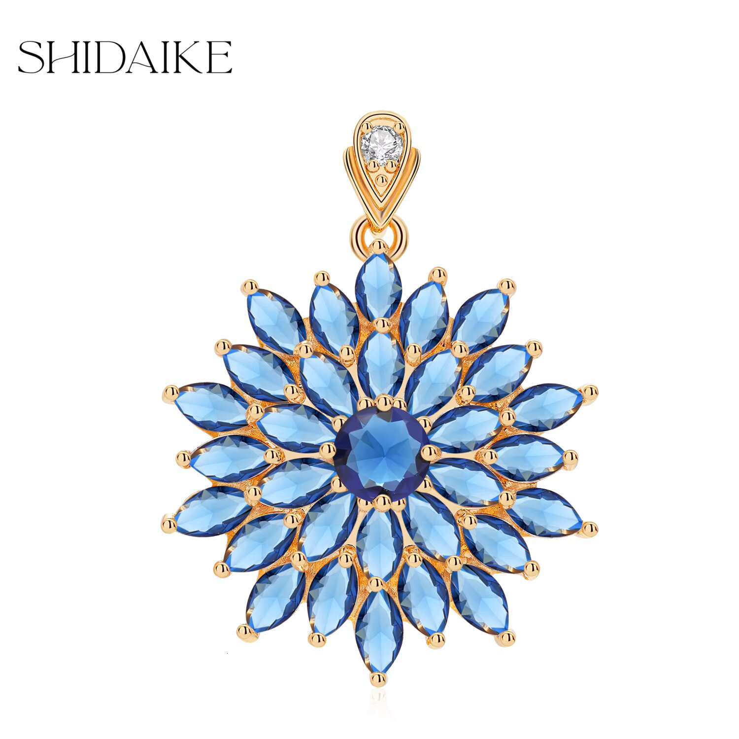 Zircon Crystal Sunflower Pendant Copper Gold Plated Cute Womens Jewelry for Weddings Parties Made Brass Mainly Designed Gifts