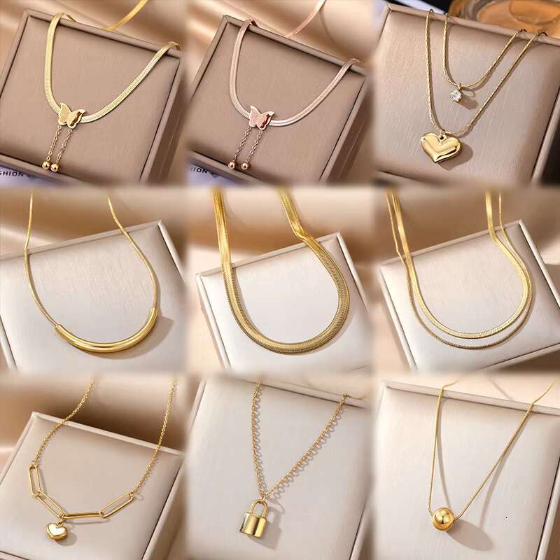 Stainless steel necklace for women, exquisite and simple fashion pendant necklace, gold-plated chain jewelry