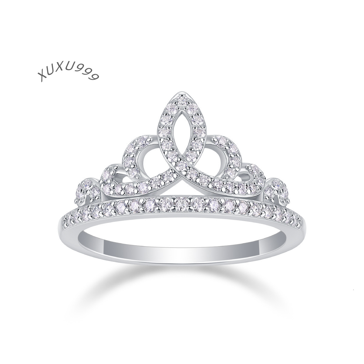 Full Moissanite Iced Out Classic Crown Premium Moissanite Ring Pass Diamond Tester 925 Sterling Silver Moissanite Ring Fot Women