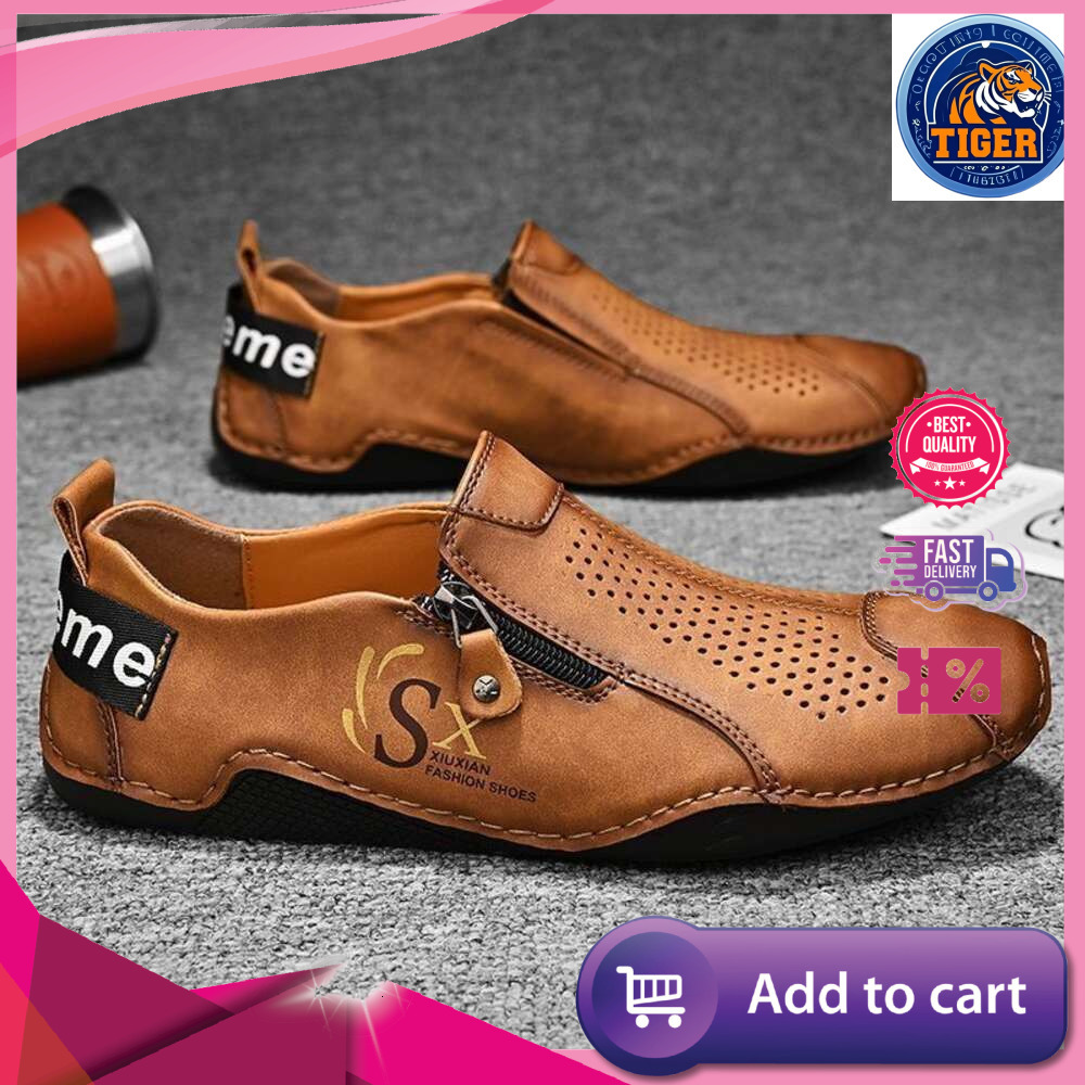 Ddmytiger Withdrawal And Italian Leakage Picking Of Real Leather For Men S Casual New Hollow Out Single Shoes Outdoor Shoes