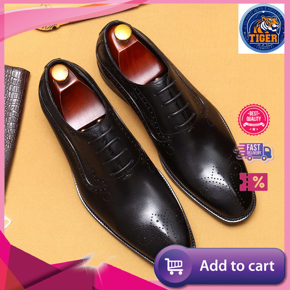Ddmytiger Leather Genuine Pointed Hand Painted Men S Shoes Business Dress Carved Block Oxford Outdoor Shoes