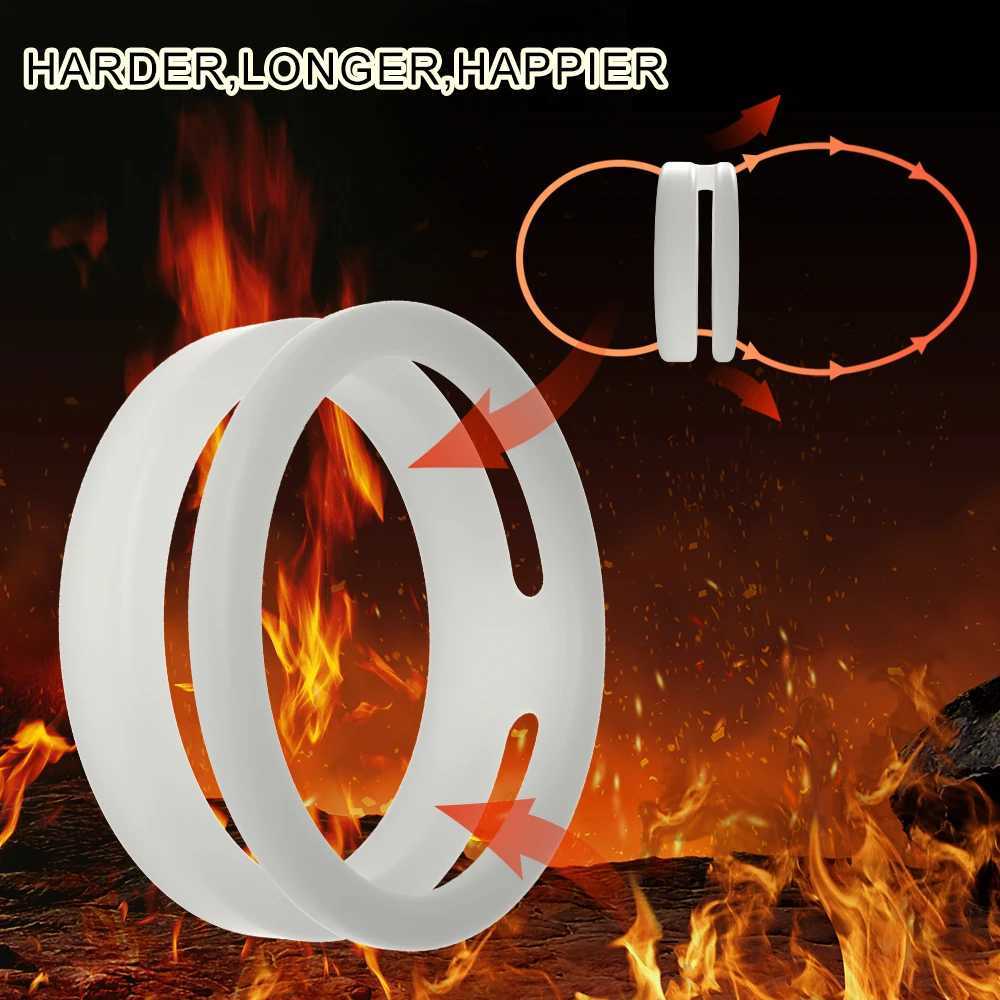 Male Silicone Penis Ring Dual Cock Rings Delay Lock Ejaculation Scrotal Binding Ball Stretcher Cockring Chastity Sex Toy For Men W250512