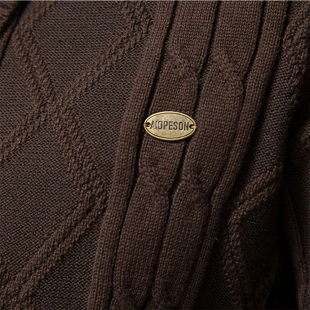 AIOPESON Cotton Argyle Cardigan Men Casual Single Breasted Solid Color Business Mens Cardigans New Winter Fashion Sweater Man-250512