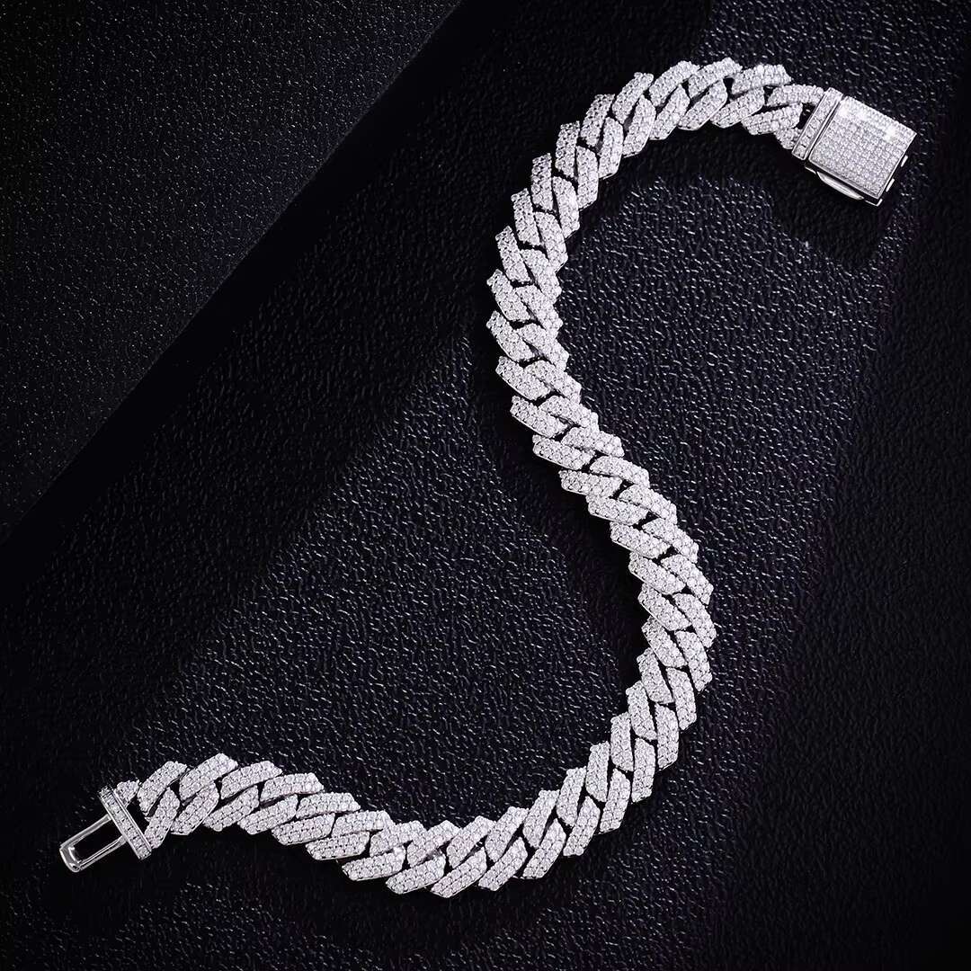 8MM Full Moissanite Cuban Chain Bracelet for Men Women Certified 100% 925 Sterling Silver Hip Hop Cuban Link Male Jewelry Gift