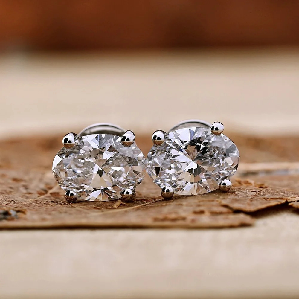 1/2 D Color Oval Cut Diamond Stud Earrings with GRA Certificates S925 Sterling Silver Ear Studs for Women Men 250512