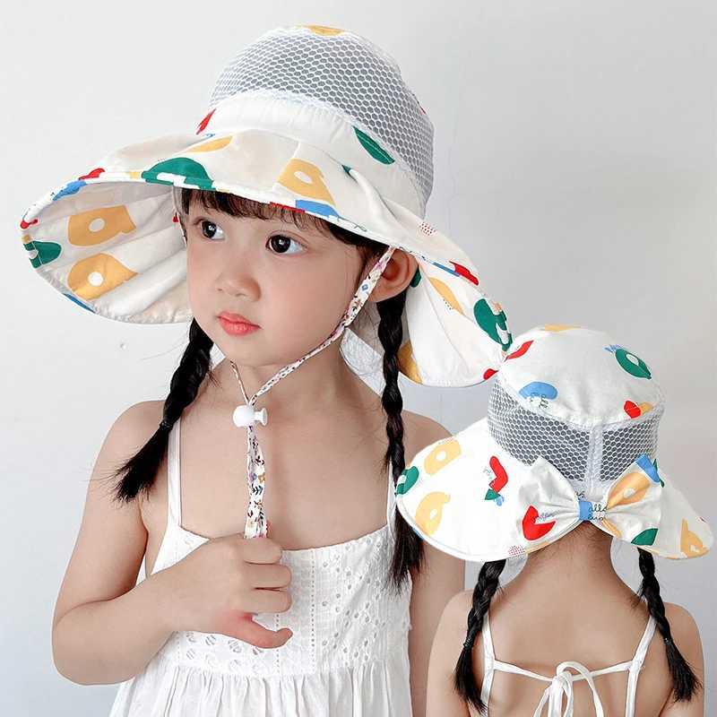 Large Brim Mesh Fisherman Hat For Children Summer Sun Hats Hollow Breathable Kids Sunscreen Cap 1-4Year Baby Sunshade Visors R250512