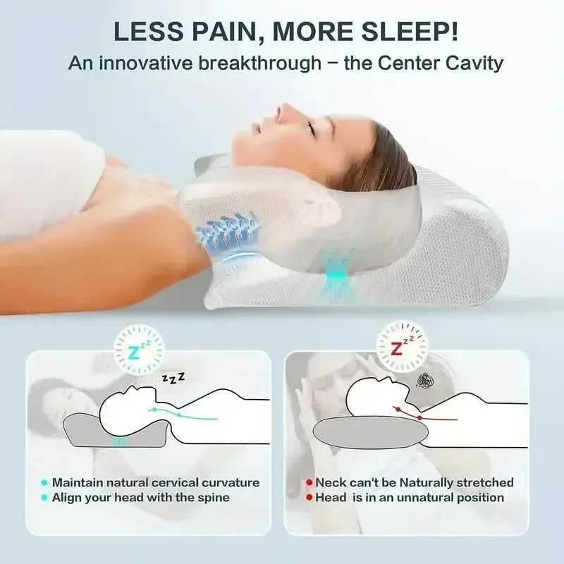 Memory Foam Pillows Butterfly Shaped Relaxing Cervical Slow For Rebound Neck Pillow Pain Relief Sleeping Orthopedic Neck PillowW250512
