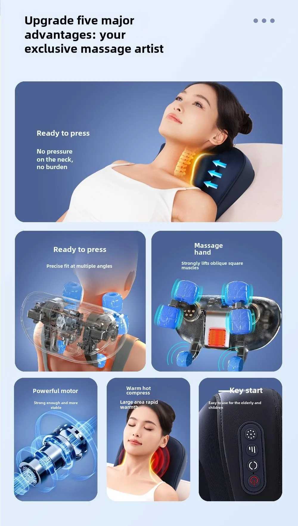 Trapezius Massage Pillow Wireless Electric Car Home Massager Heating Waist Neck Leg Cervical Shiatsu Kneading RechargeableW250512