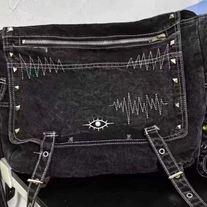Streetwear Fashion Denim Bag Korean Office Lady All Match Casual Shoulder Underarm Bag Women Vintage Grunge Purses and HandbagsW250512