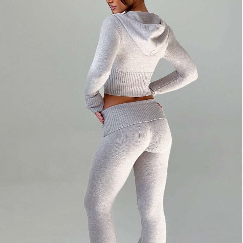 Fashionable plus-size women's clothing 25 Spring New Slimming Short Hooded Top, Casual Pants Fashion Set, Women's Two Piece Set