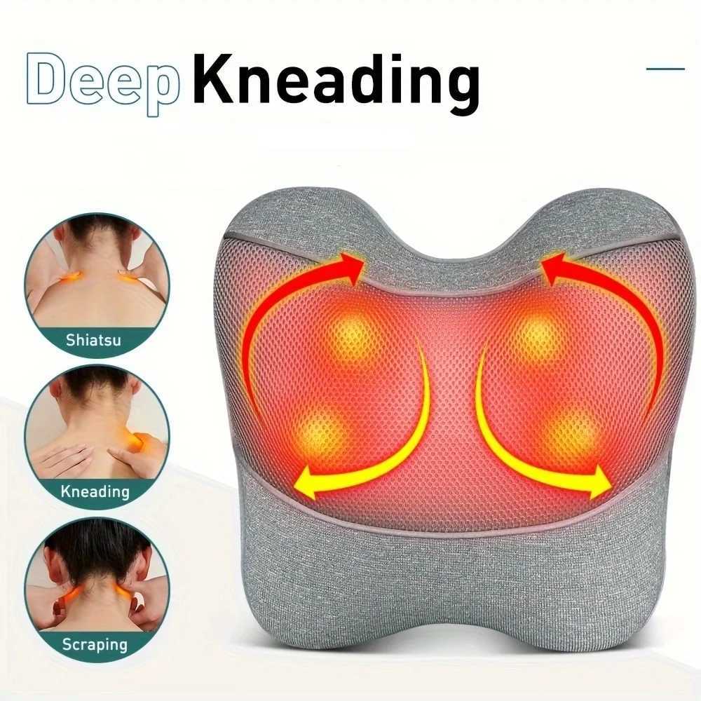Shiatsu Back and Neck Massager with Heat Deep Tissue Kneading Electric Massage Pillow for BackShoulder mothers day giftsW250512
