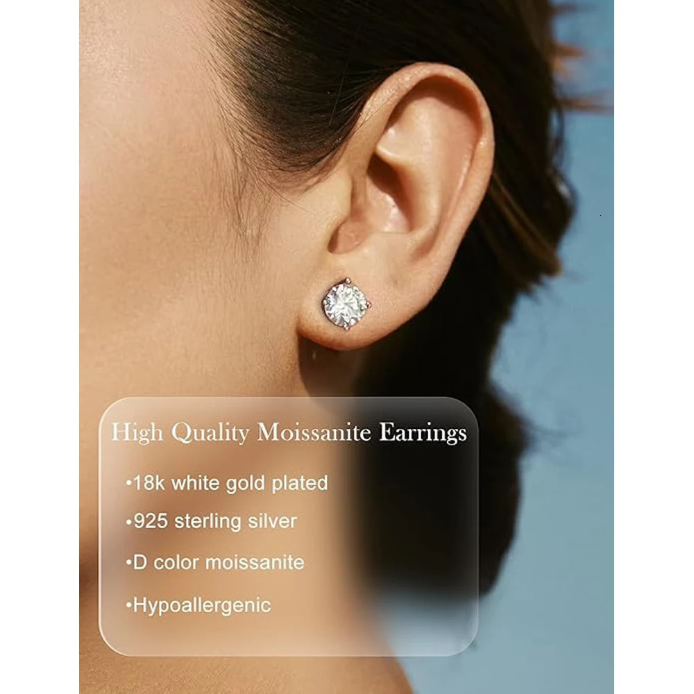 KNOBSPIN 2.0ct Earrings for Women Lab Grown Diamond Ear Studs 925 Sterling Silver Fine Jewelry Gift 250512