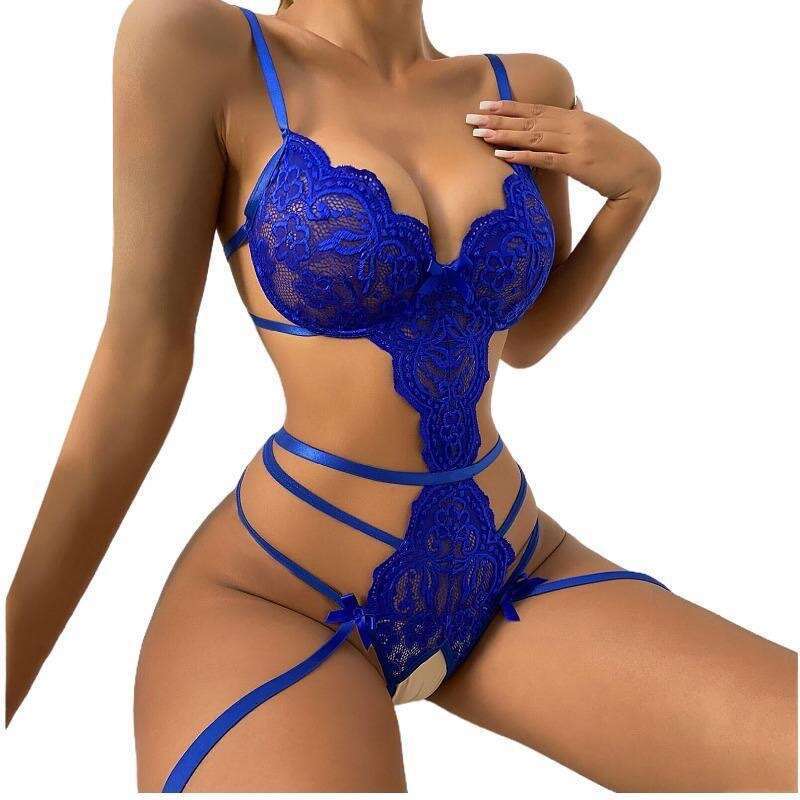 Patent Leather Sexy Lingerie Lace Sexy Strap Jumpsuit For Women Backless Open Crotch No Take Off Lingerie KQ
