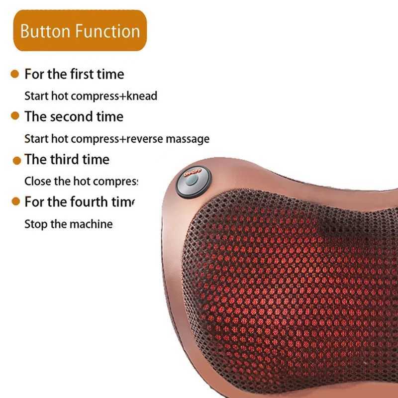 AA20-Back Neck Shoulder Massage Pillow Electric Roller Massager Intelligent U-Shaped Kneader Strong Neck Protection US PlugW250512