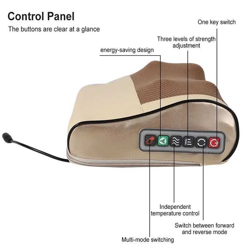 Massage Pillow Neck Massager Infrared Heating Electric Back Body Shiatsu Device Head Cervical Shoulder Kneading Health RelaxW250512