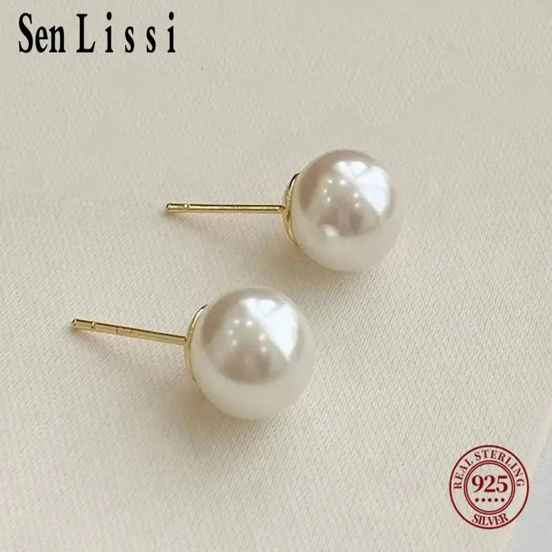 Senlissi- Wholesale 4-14mm Rio Silver Pearl Earrings 925 Sterling Silver Stud Earrings for Women Jewelry Gifts 250512