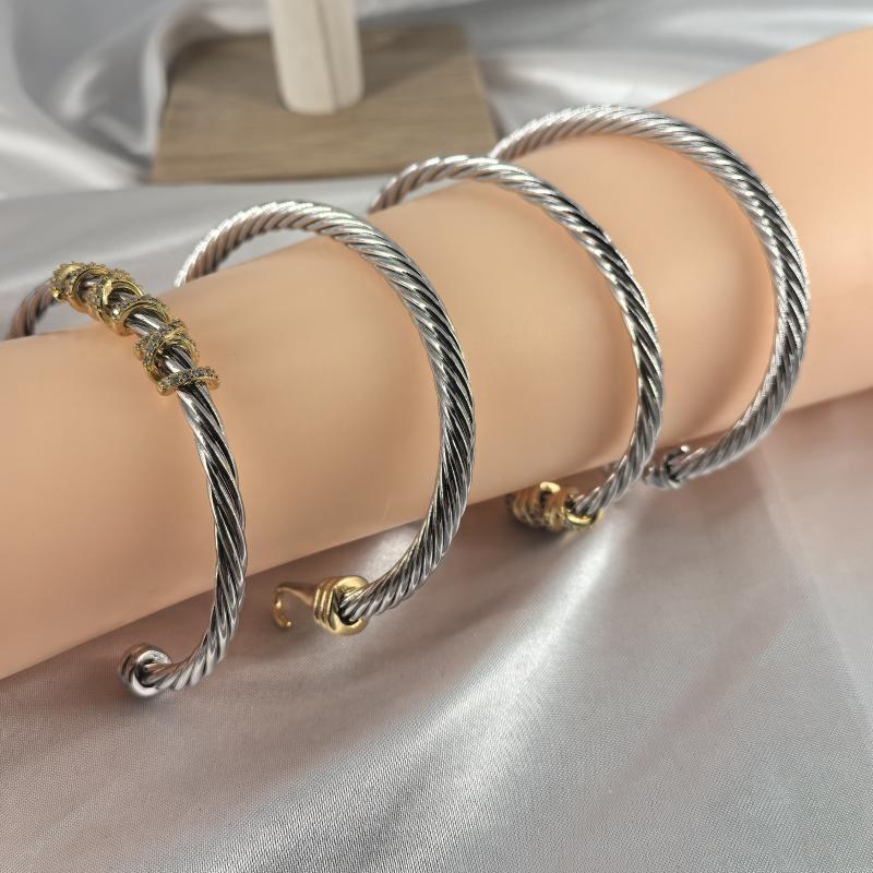 2025 Sier Twisted Cuff Bangle Fashion Bracelets Charm hook 5MM Wire Woman Designer Source factory Cable Mens Jewelry Exquisite Simple Accessories Free