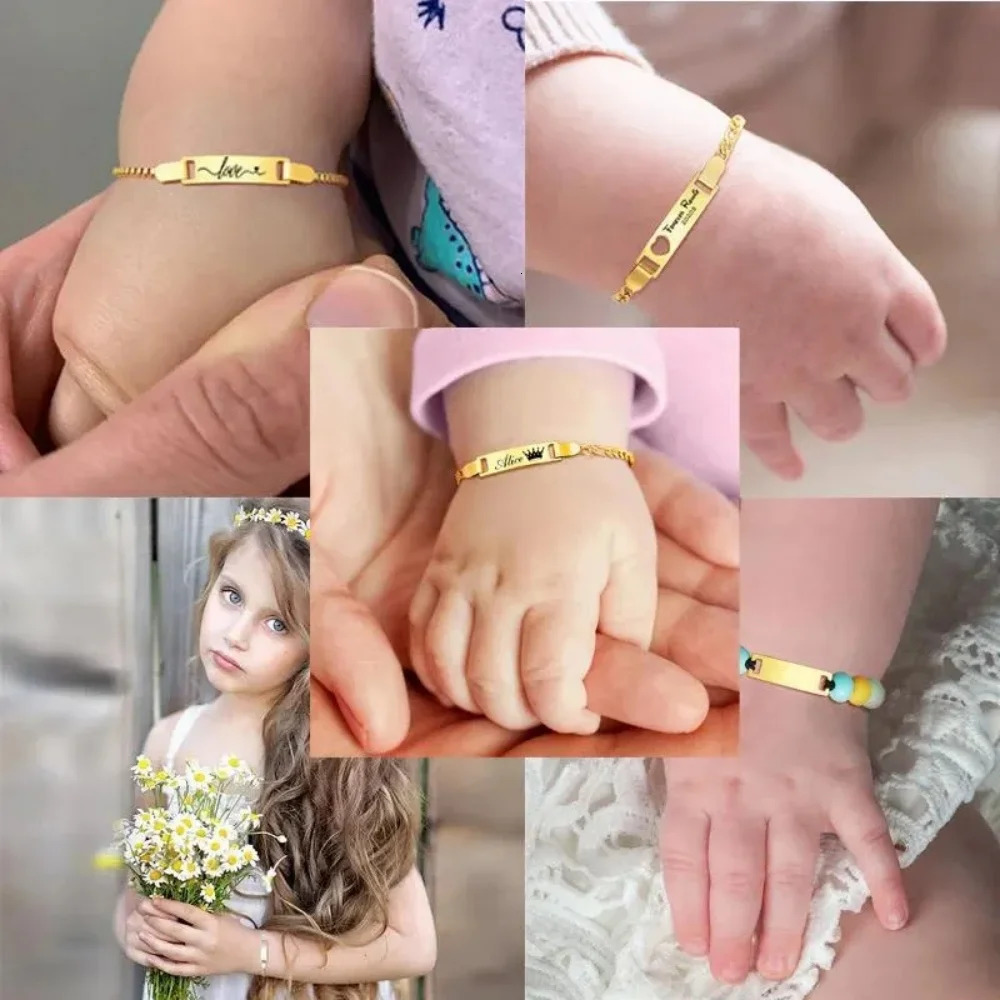 Custom Baby Name Bracelet Stainless Steel Nameplate Child ID Jewelry Personalized 250512