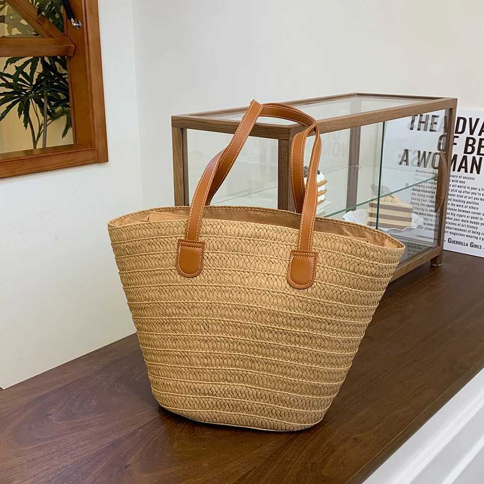 Womens Straw Woven Beach Bag Large Capacity Shoulder Tote Summer Fashion Designer Shopper Handbag Lightweight BasketW250512