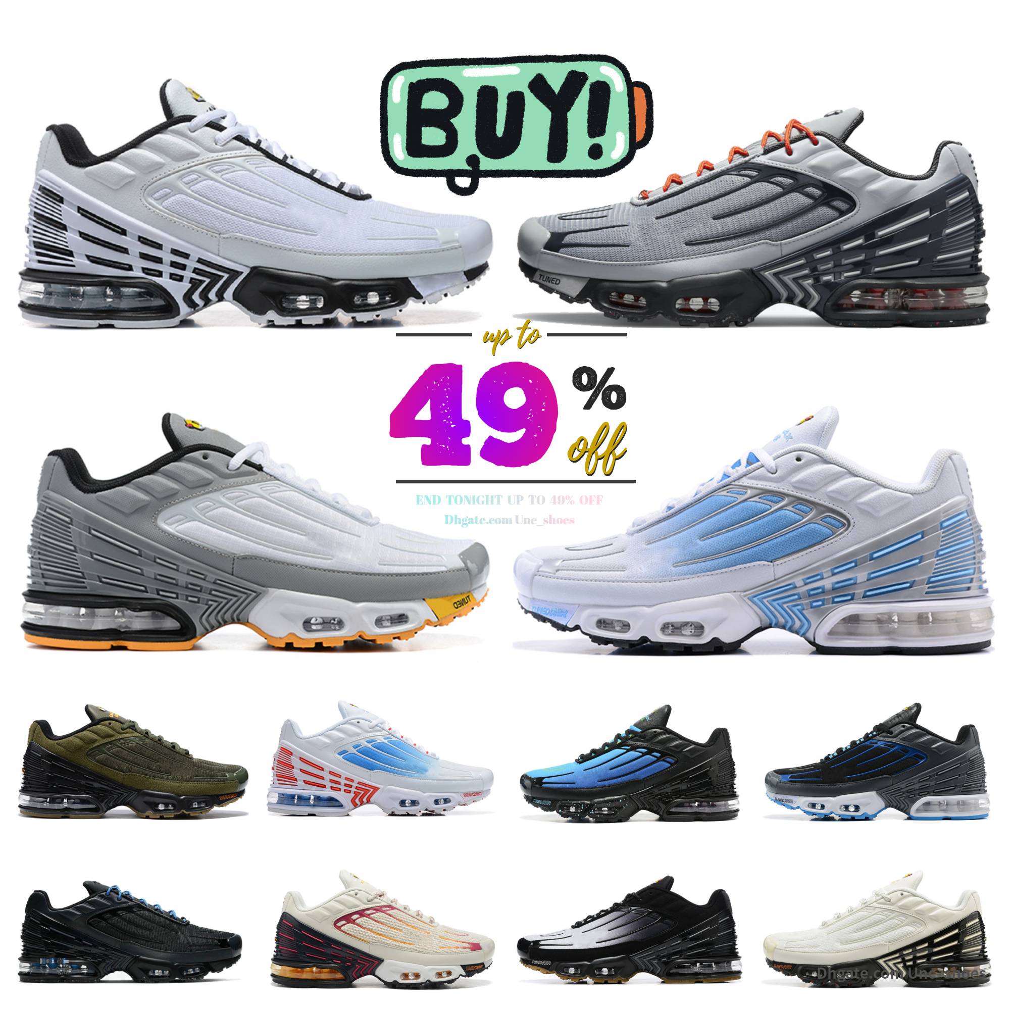Tuned Tn Plus 3 Womens Mens Running Shoes Top Fashion Tn3 Trainers Unity Bred Grey Mesh Black Aqua Red White Sneakers Laser Blue tns Atlanta Terrascape Chaussures Tns