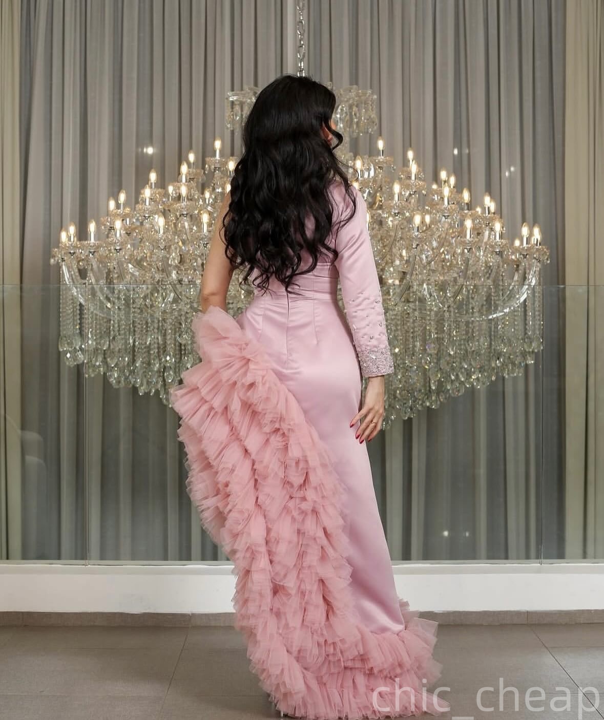 Pink Mermaid Plus Size Prom Dresses 2025 Crystals One Shoulder Satin Tiers Evening Formal Party Second Birthday Engagement Gowns Dress For Special Occ