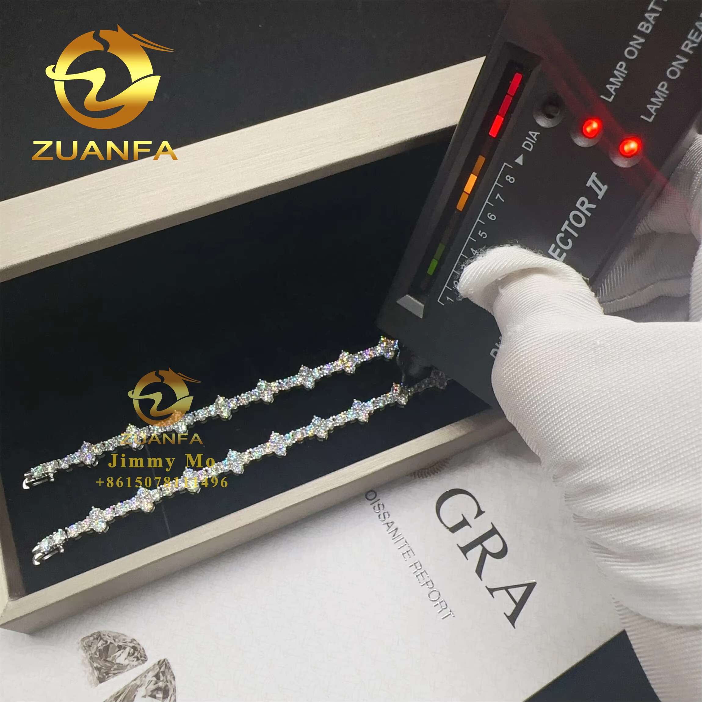 Best Selling 3mm 925 Sterling Silver Man Luxury Hip Hop Jewelry D Moissanite Diamond VVS1 Cluster Tennis Chain Bracelets