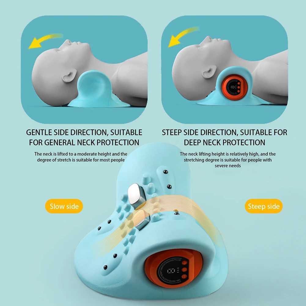 EMS-Cervical Tractions Heating Neck Spine Pillow Rechargeable Portable Pain Relief Massage Pillow For Muscle Relax GiftW250512