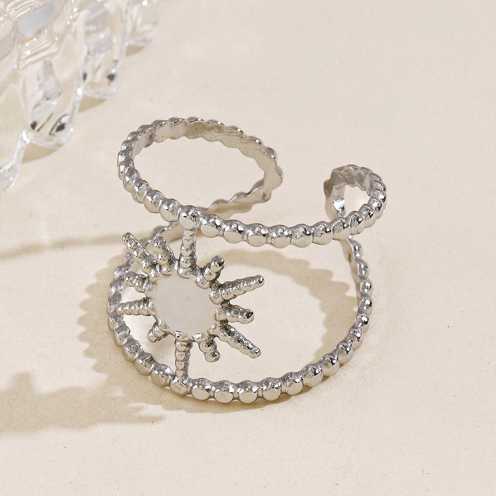 stainless octagonal star with female personality, adjustable opening, real gold electroplated titanium steel ring