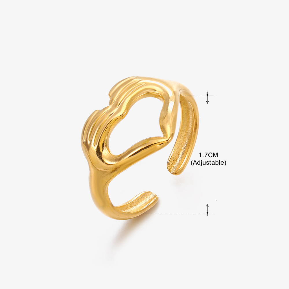 Fashionable stainless heart for women, popular and personalized, with adjustable titanium steel ring opening