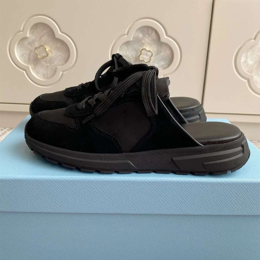 Women Size35-41 Natural Cow Suede Slippers Sports Mules Flat Platform Round Toe Flats Designer Shoes Zapatillas De Mujer