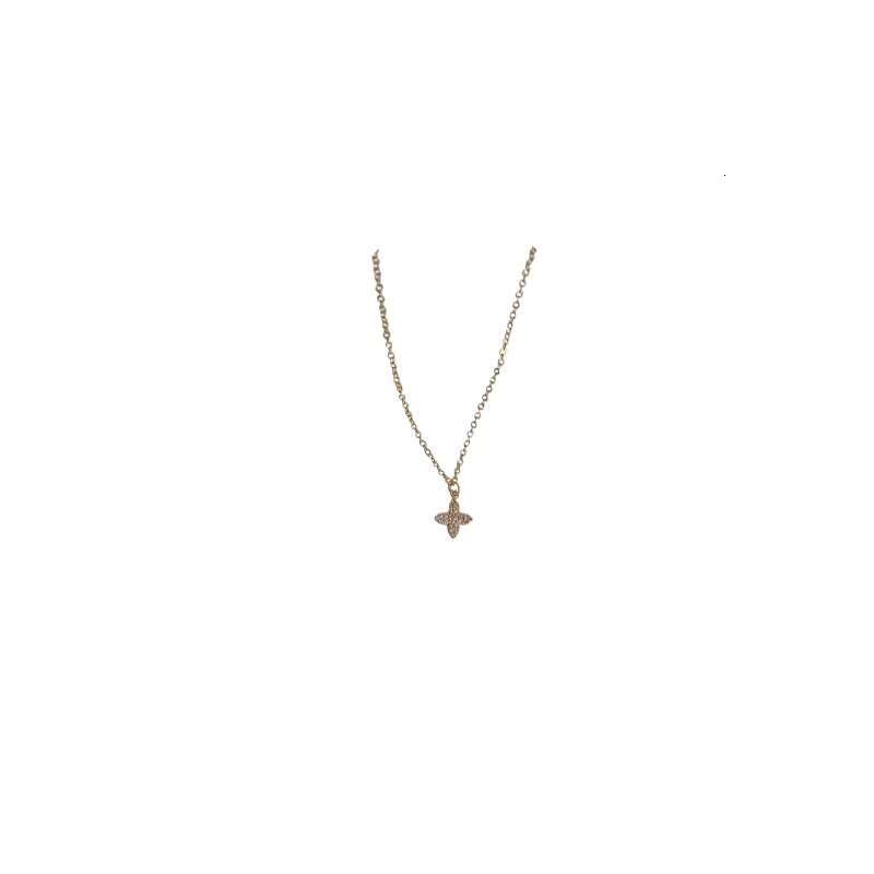 Dia studded four petal flower necklace, simple, fresh, exquisite, 2025 new popular clover collarbone necklace