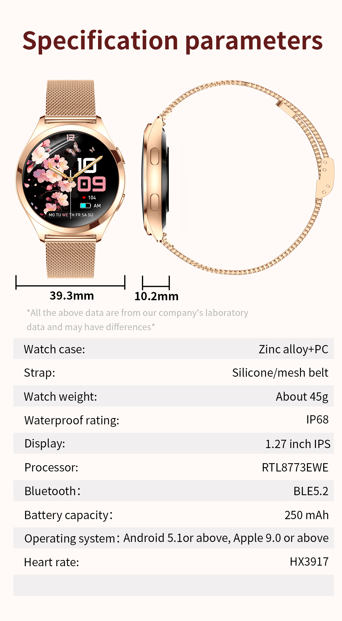 Smart Watch for Women, (Answer/Make Call) with Heart Rate/Sleep Monitor/Spo2/Pedometer, Fitness Activity Tracker 113+ Sport Modes ip68 Waterproof Watc