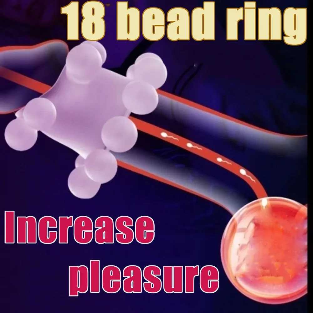 Newest 18 Bead Cock Ring Penis Ring Male Delay Ejaculation G-point Clitoral Stimulate Sex Toys for Men Soft Stretchy Penis Toy W250512