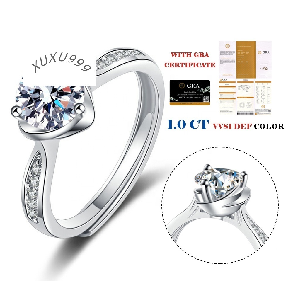 2023 Fine Custom Sterling Silver Moissanite Rings Diamond Wedding Jewelry 925 Sterling Silver Ring for Women Wedding