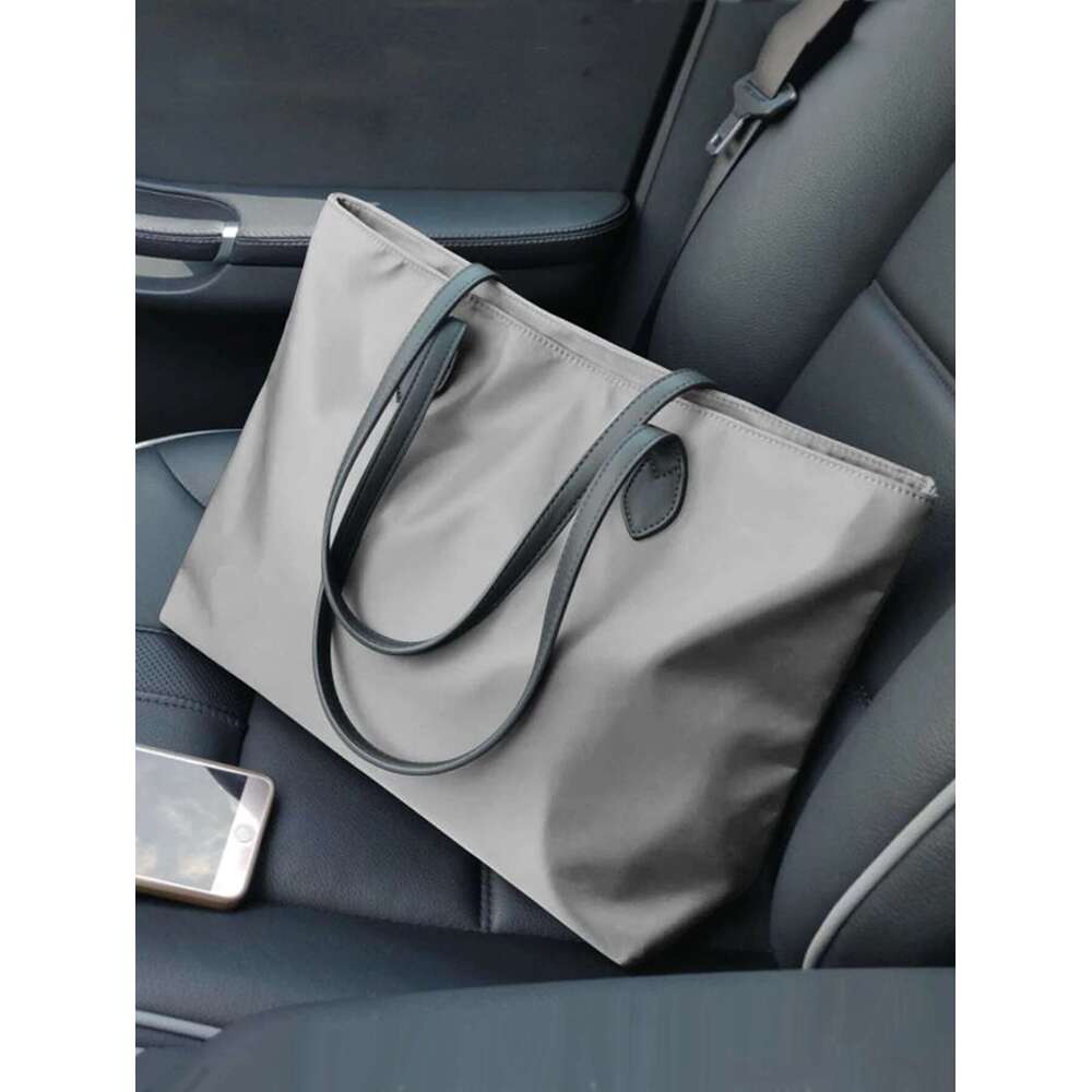 Large Capacity Nylon Tote Lightweight Laptop Shoulder Bag, Women's Casual Handbag & Satchel Purse For Work Office