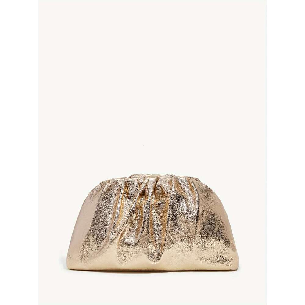 Women Metalic Clutch Grab Bag In Sier Gold Color Suitable For Wedding Party ,Christmas, Valentine's Day And Dinner