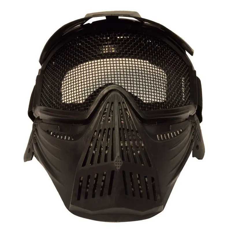 Men Face Cover Outdoor Tactical Hunting Airsoft Pro Full Face Mask with Safety Metal Mesh Goggles ProtectionW250512