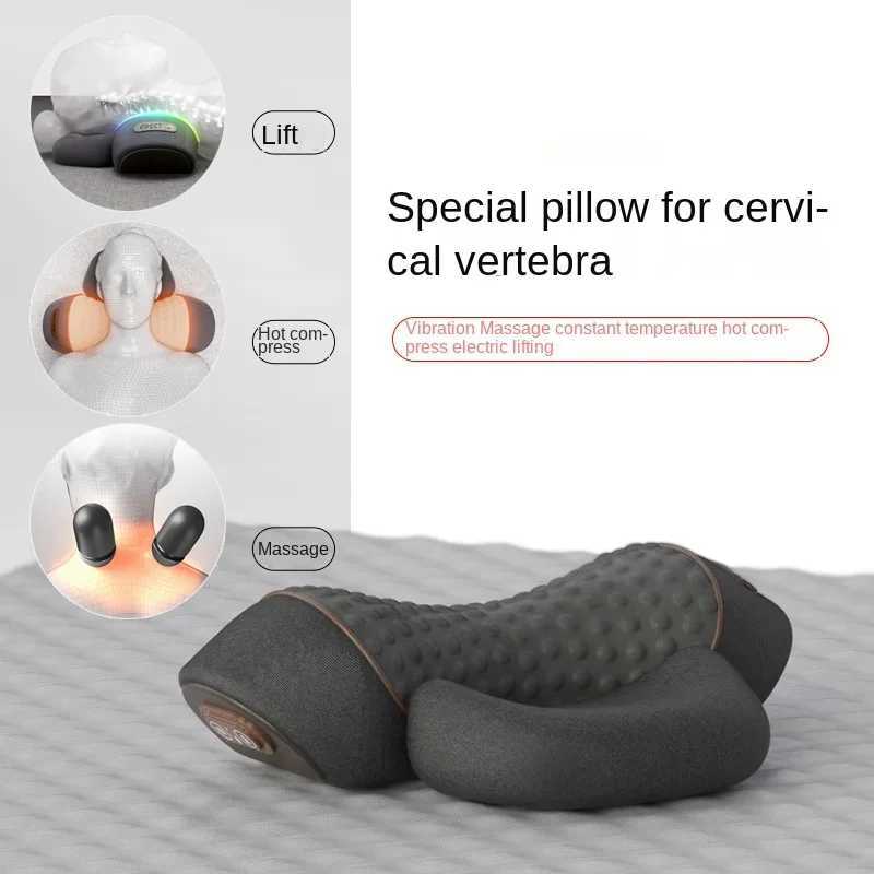Electric Massager Cervical Pillow Constant Temperature Hot Compress Vibration Massage Airbag Neck Traction Memory Foam PillowW250512