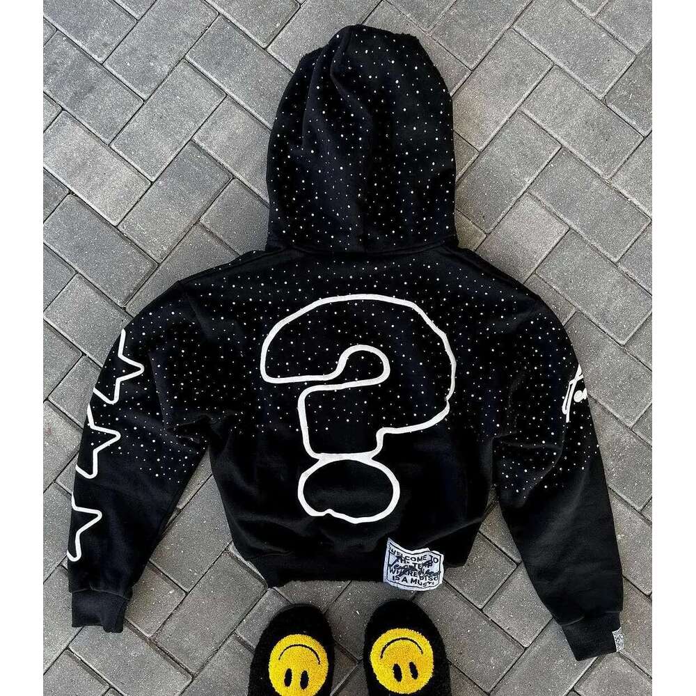2024 American New Trend Who Cares Get Some Money Printed Zipper Sweater Men's And Women's Y2k Haruku Hip Hop Goth Casual Coat Designer
