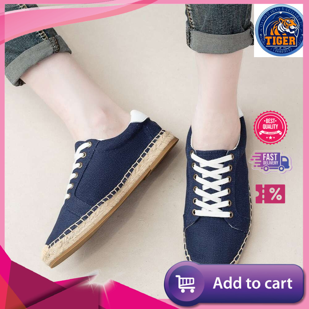 Ddmytiger S Men Fisherman Spring Summer New Linen Canvas Simple And Casual Grass Woven Soft Sole Lace Up Sports Shoes One Foot Pedal Outdoor Shoes