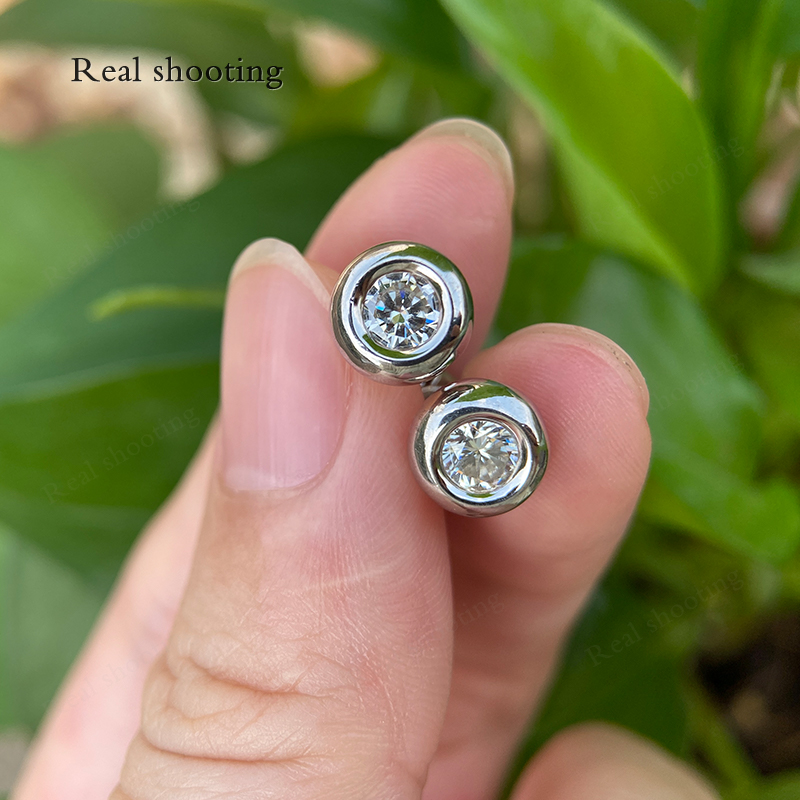 Moissanite Bubble Stud Earrings Fashion Men Women 5MM D VVS1 Lab Created Moissanite Diamond Shiny Design Unisex for Gift