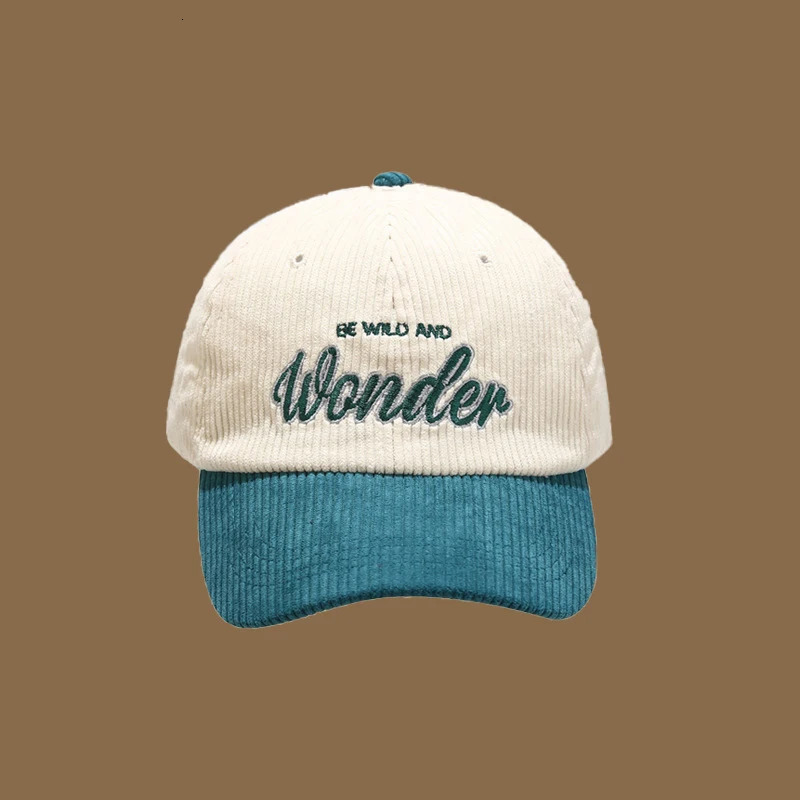 Color blocked ins retro letter embroidered corduroy hat for men and women autumn winter duckbill capversatile baseball cap 250512