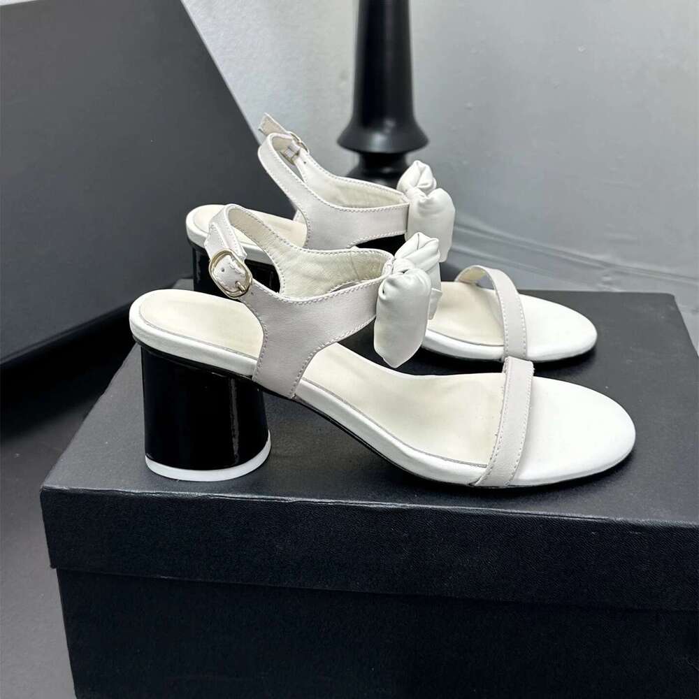 New Women Size35-41 Genuine Leather Sandals High Heels Butterfly Knot Pumps Slingbacks Designer Shoes Zapatillas De Mujer
