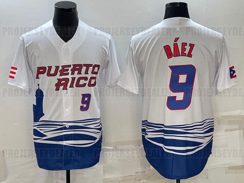 Custom Jersey Team Puerto Rico 2023 World Baseball Classic WBC Francisco Lindor Carlos Correa Javier Baez Edwin Diaz Marcus Stroman Enrique Hernandez 