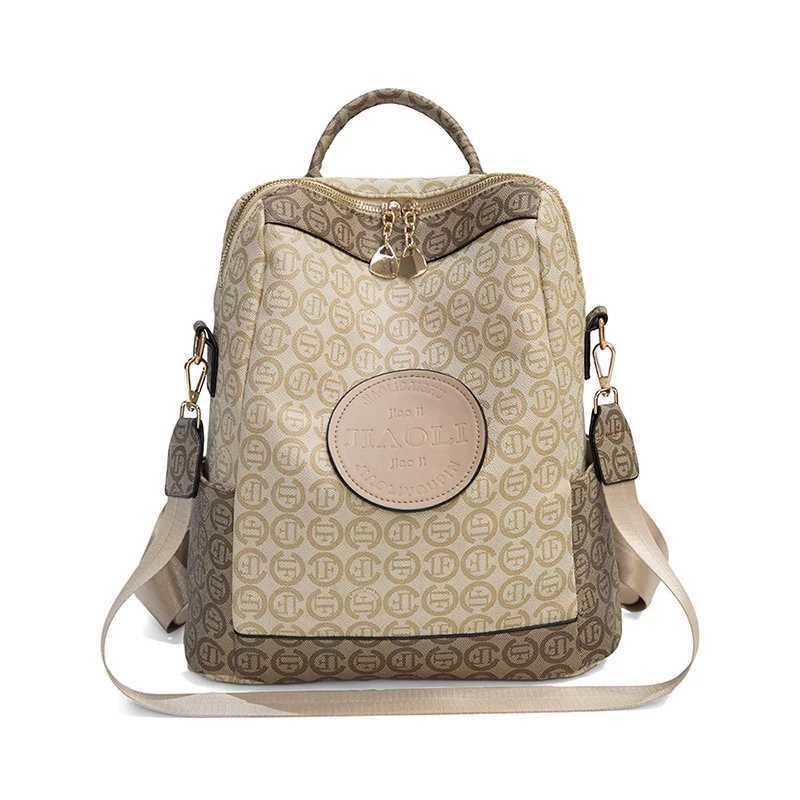 Fashionable European and American Large-Capacity Womens Backpack Versatile Travel Womens Shoulder Bag Printed Decoration Z250512