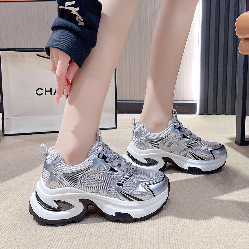 Net face old father shoe female model small summer new style thick soles all go fashion casual sports shoes female