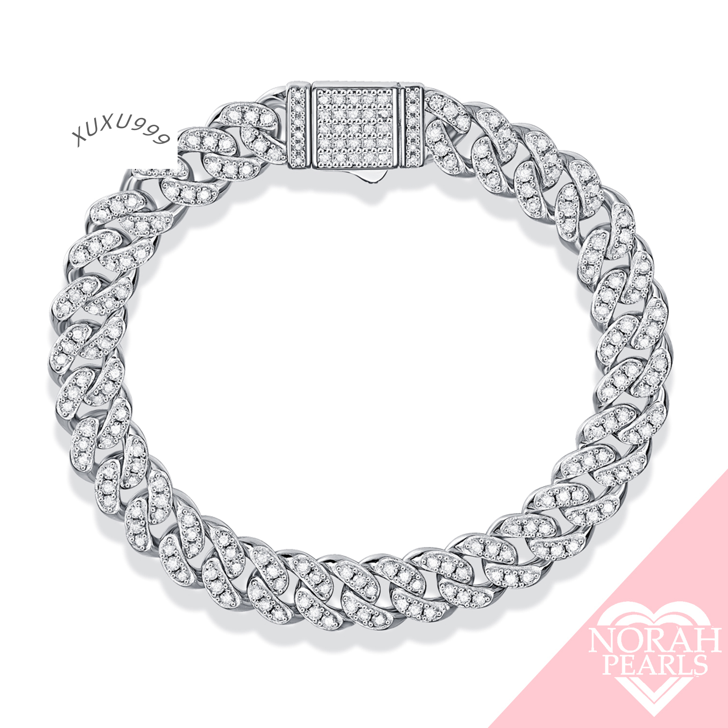 Moissanite Cuban Bracelet for Men - 8mm Thick 925 Sterling Silver Jewelry Wholesale