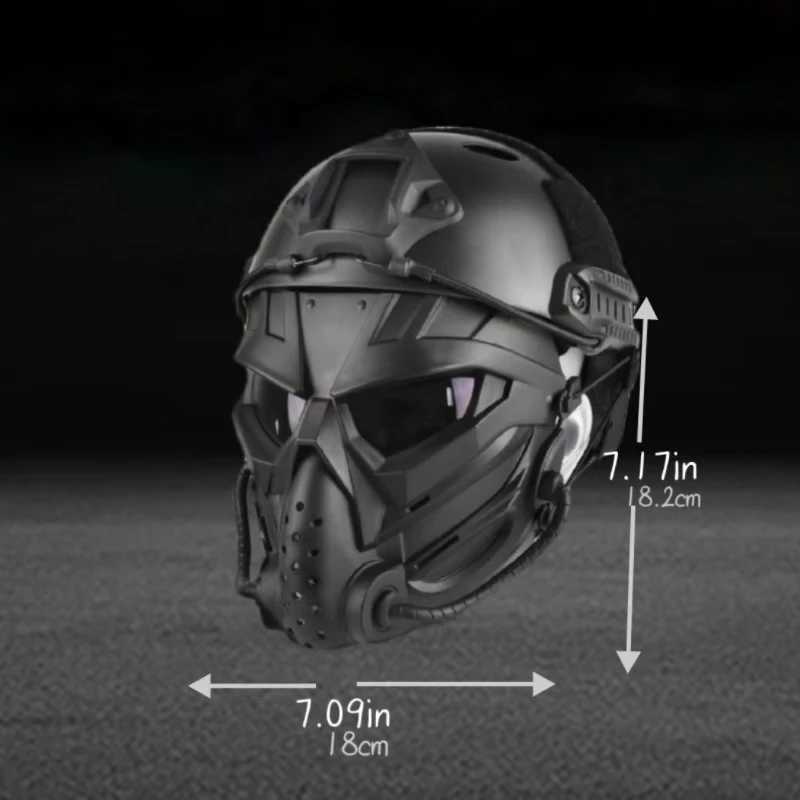 Airsoft Mask Full Face Protect Funny Mask With ABS Helmet Tactical Mask Alien Cos Cycling Mask SetW250512