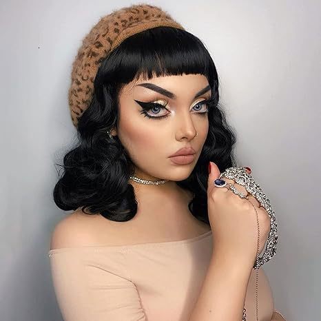 hair Womens cover with bangs short curly hair synthetic high-temperature silk